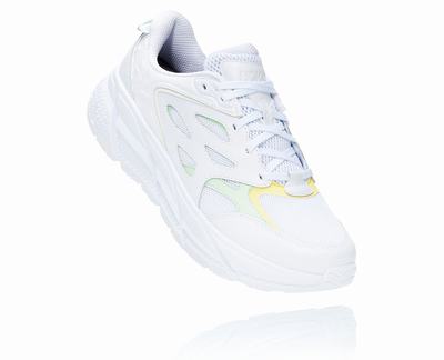 Hoka One One All Gender Clifton L Road Running Shoes White/Green Grey (HO9385) Australia